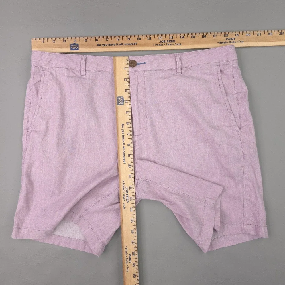 Faherty Shorts Mens 36 Pink Linen Cotton Stretch‎ Chino 7 Inch Summer Casual
